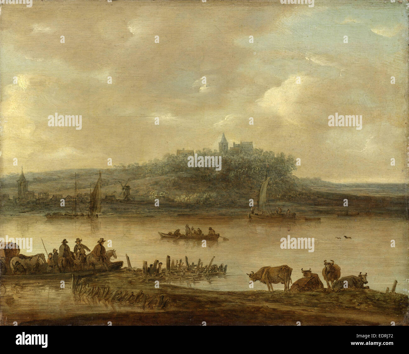 Vista del Reno e il Elterberg, modo di Jan van Goyen, dopo 1645 Foto Stock