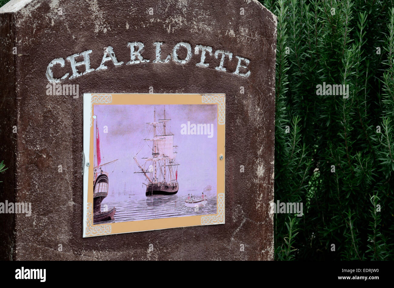 Prima flotta; Australia; 1788; Memorial Gardens; Wallabadah; NSW; Nuovo Galles del Sud; nave Charlotte. Foto Stock