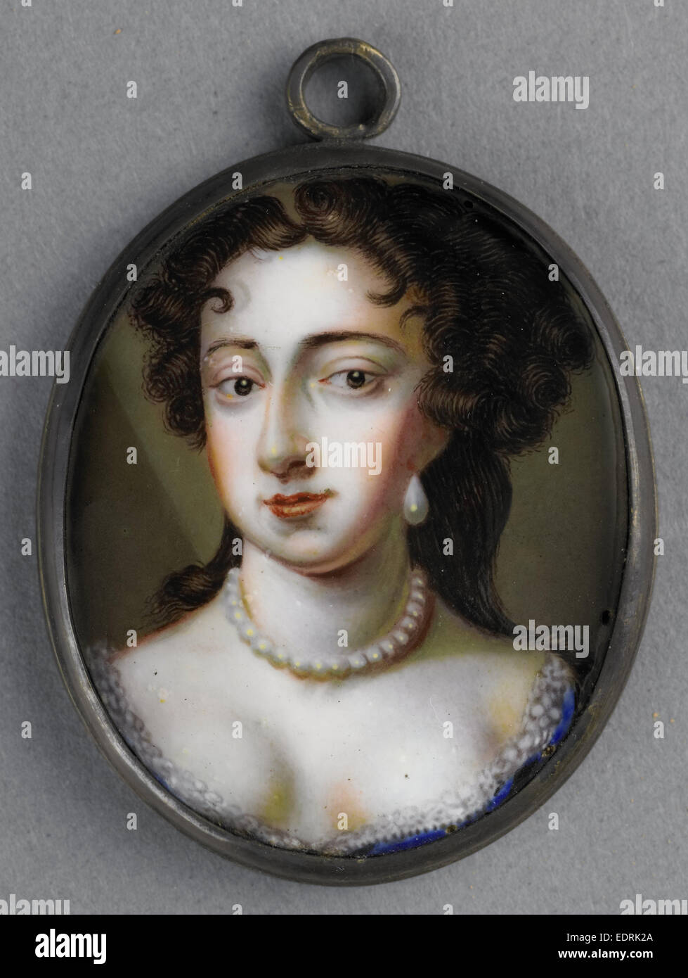 Maria Stuart, 1662-95, moglie di Guglielmo III, cerchio di Charles Boit, 1689 - 1727, Ritratto miniatura Foto Stock