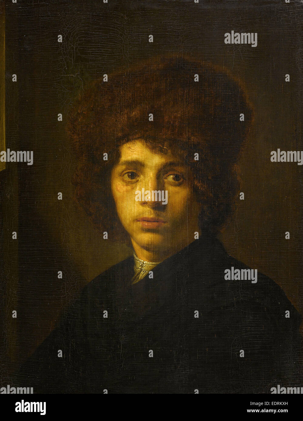 Giovane uomo nel cappuccio di pelliccia, David Bailly, c. 1635 - c. 1640 Foto Stock
