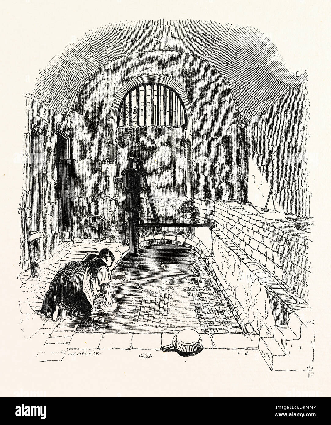 Bagno romano, Strand Lane, Londra, Inghilterra, incisione del XIX secolo, Gran Bretagna, Regno Unito Foto Stock