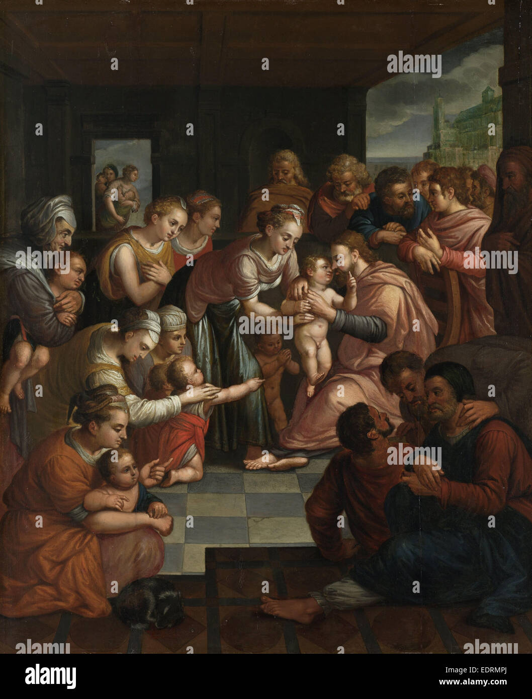 Cristo la benedizione dei bambini, anonimo, c. 1570 Foto Stock