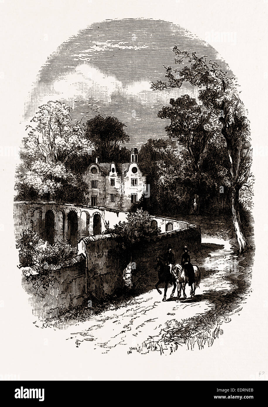 Luogo HAREFIELD, UK, incisione 1881 - 1884, da una stampa del 1815 Foto Stock