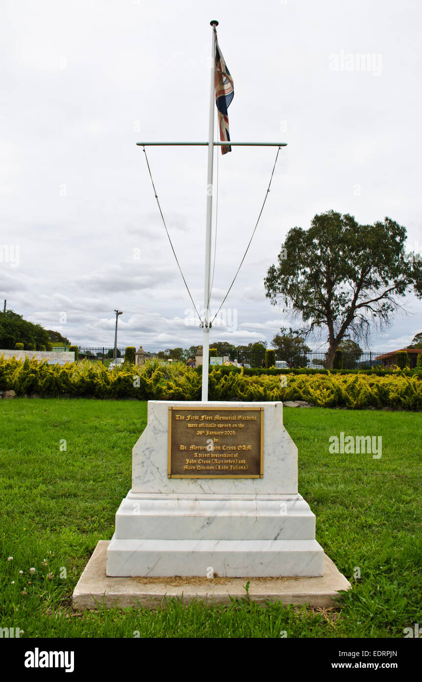 La prima flotta Memorial Gardens una lapide commemorativa.Wallabadah Nuovo Galles del Sud Australia Foto Stock