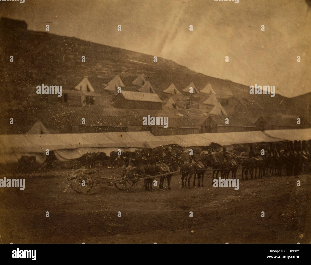 Treno di campo, cavallo di artiglieria, Guerra di Crimea, 1853-1856, Roger Fenton storica campagna di guerra foto Foto Stock