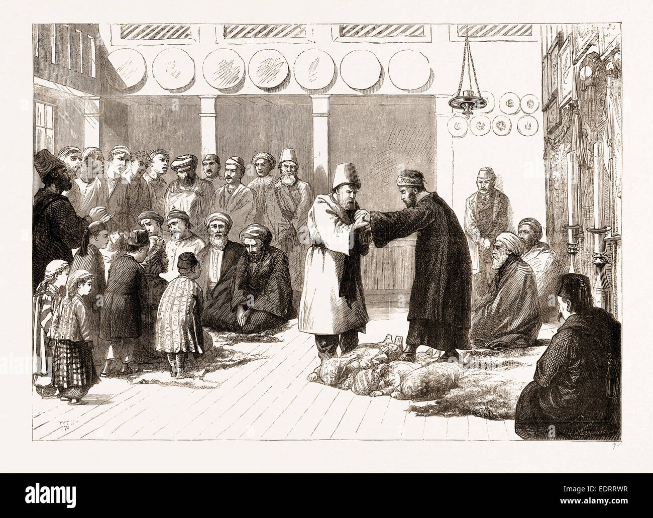 La questione orientale: ululati dervisci a Scutari, ISTANBUL, Turchia, 1876 Foto Stock