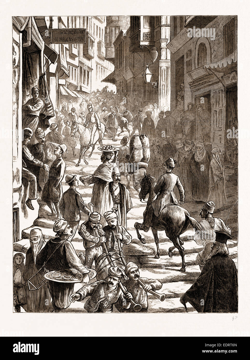 La questione orientale: LA GRANDE RUE DE PERA, Costantinopoli, ISTANBUL, Turchia, 1876 Foto Stock