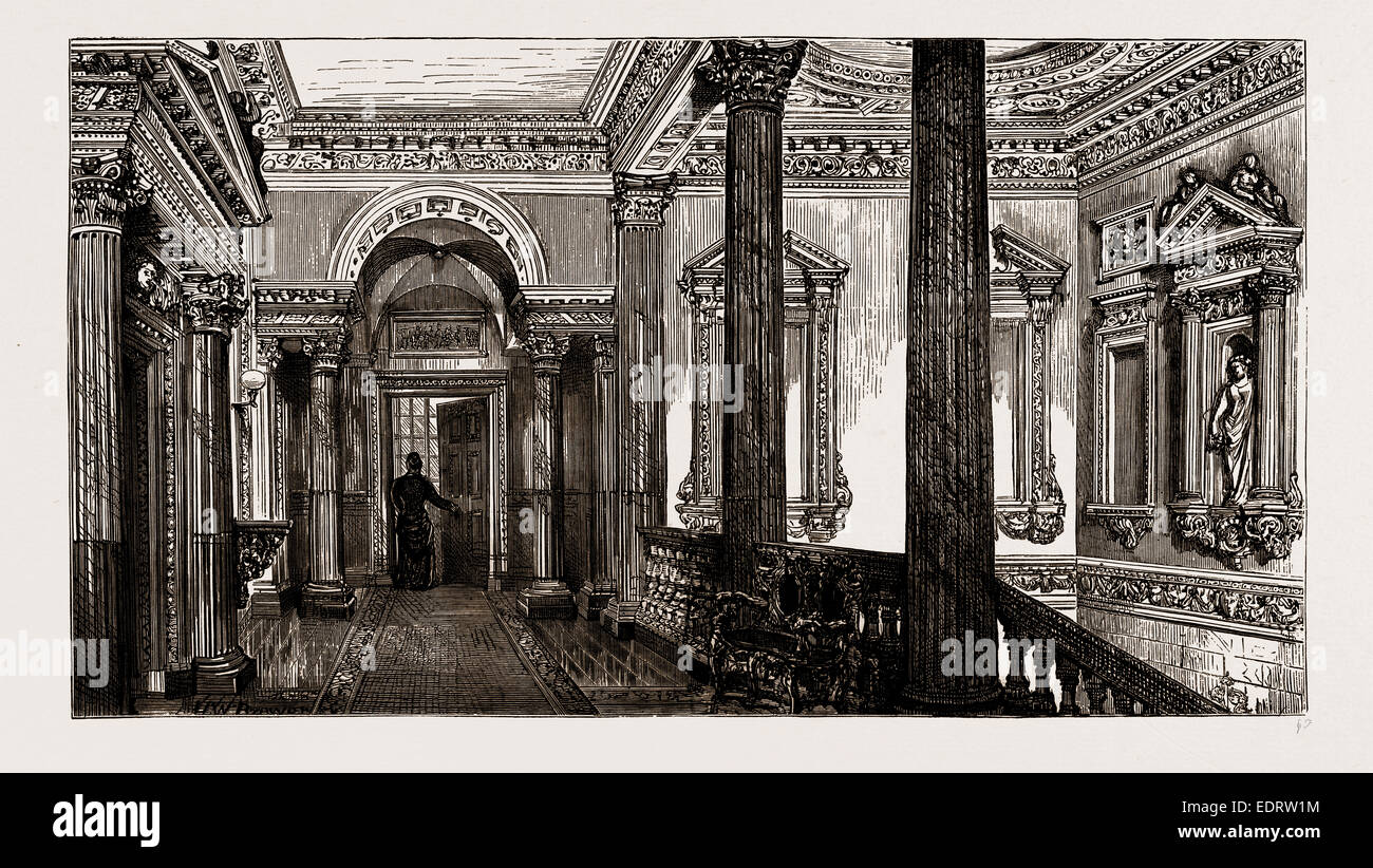 Un vecchio London Mansion, 'COWFIELDS", 30 Old Burlington Street, UK, 1886: Galleria di disegno il pavimento della camera Foto Stock
