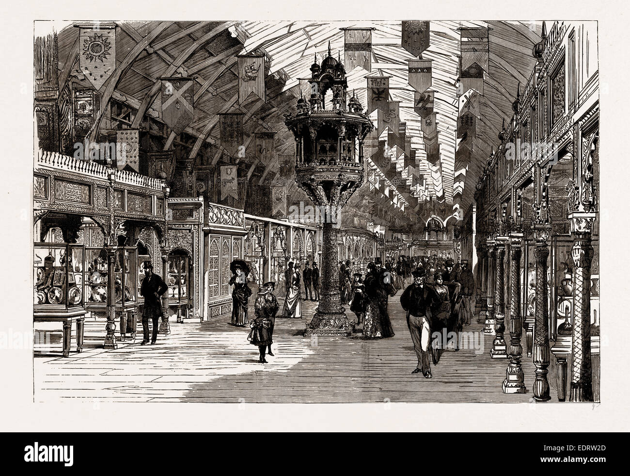 La sezione indiana coloniale e fiera indiana: il cortile centrale con piccionaia, 1886 Foto Stock