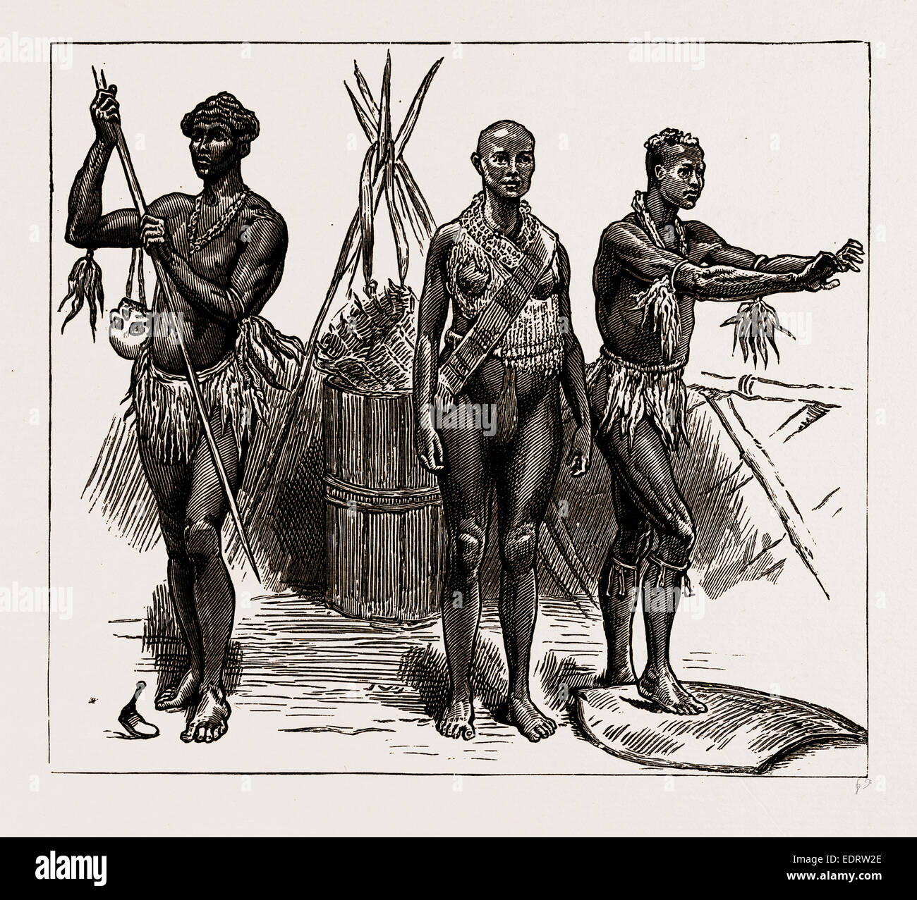 La sezione indiana coloniale e fiera indiana: la collezione etnografica, 1886: gruppo di isolani delle Andamane Foto Stock