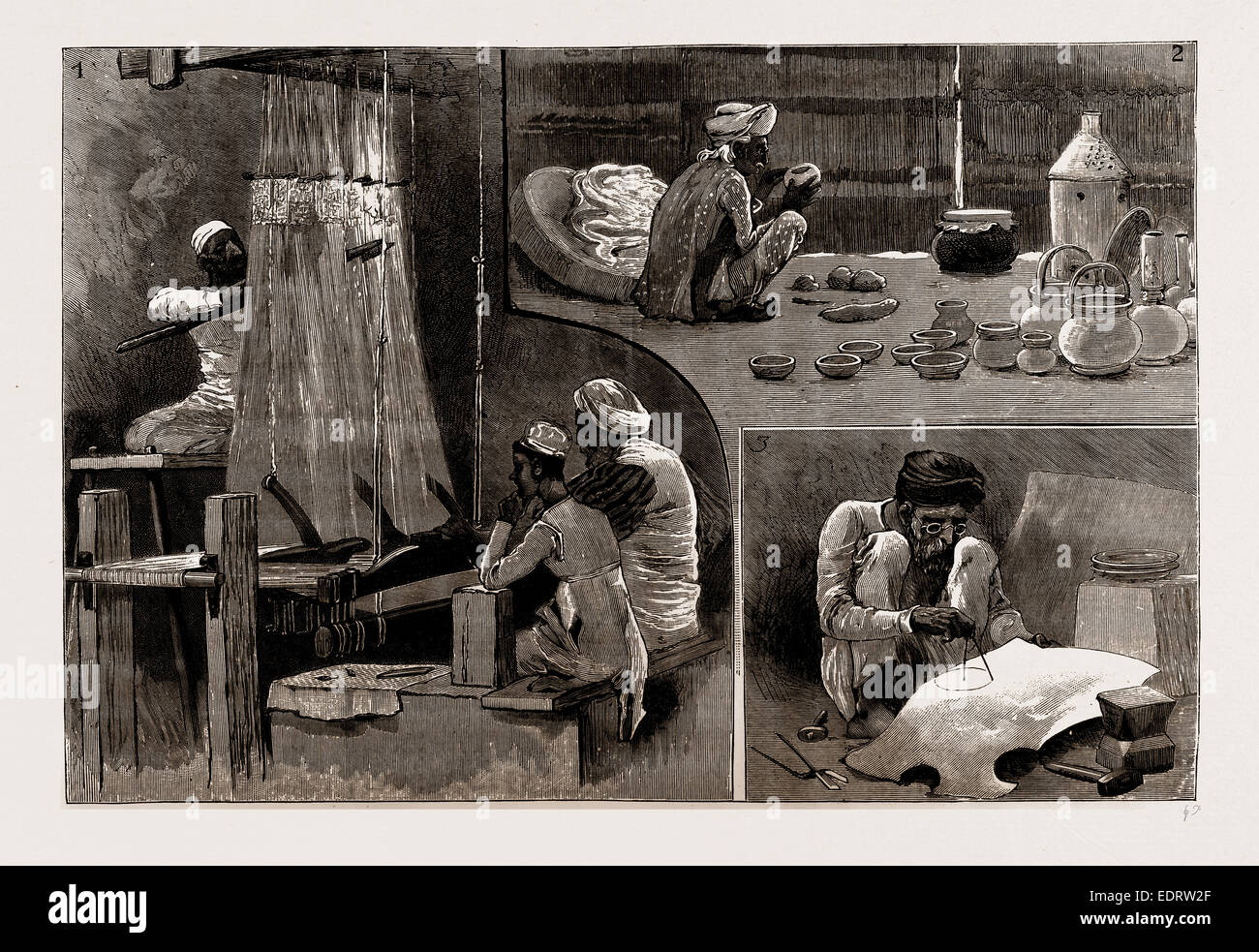 La sezione indiana coloniale e fiera indiana: la collezione etnografica, 1886: le industrie nativo Foto Stock