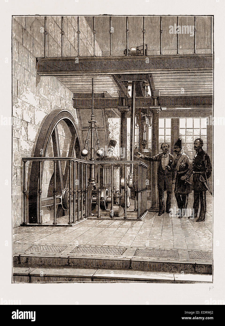 Il primo motore a vapore costruito a Teheran, Iran, incisione 1873 Foto Stock