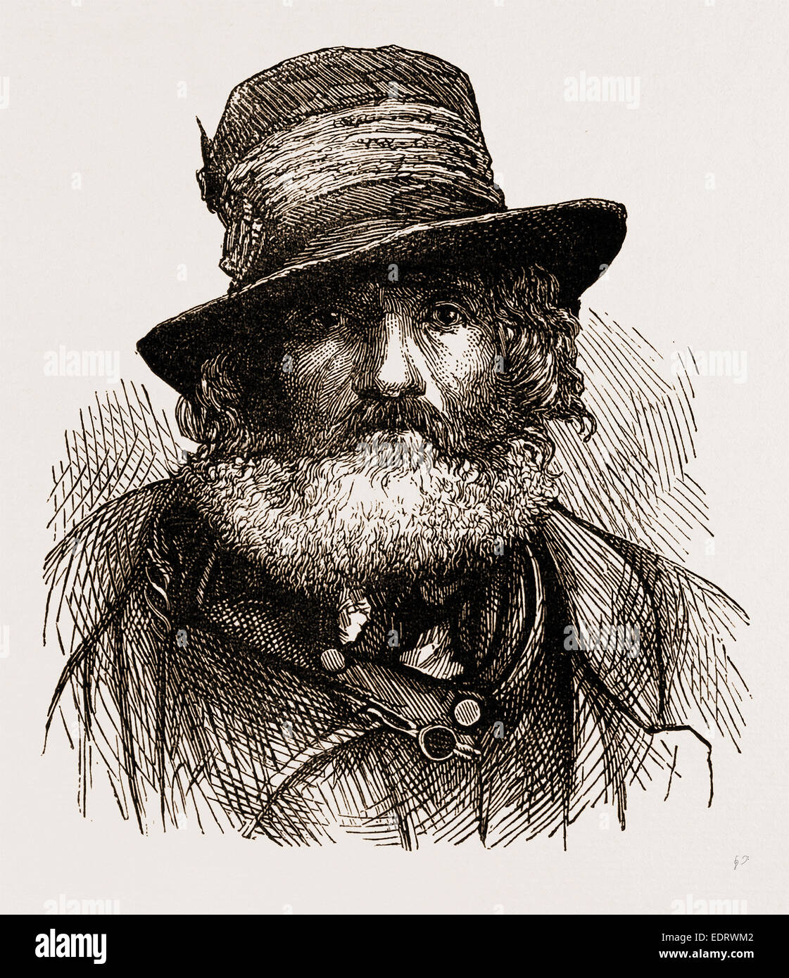 Pastore italiano, incisione 1873, Italia Foto Stock