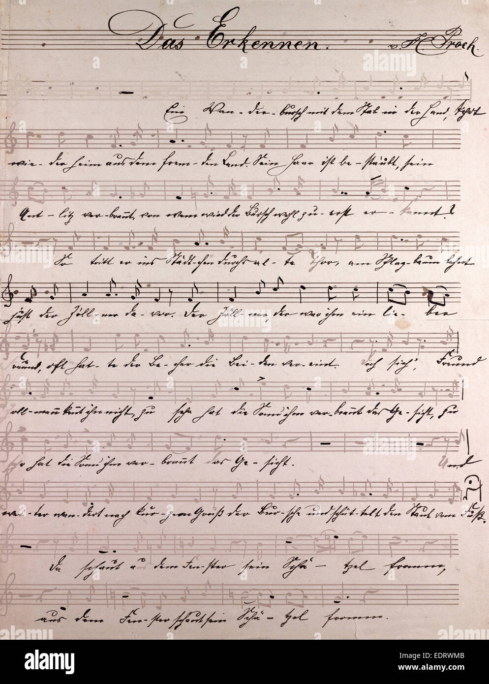 Heinrich Proch (22 luglio 1809 Vienna - 18 dicembre 1878, Vienna) è stato un compositore austriaco. Das Erkennen, riconoscere, scritta a mano Foto Stock