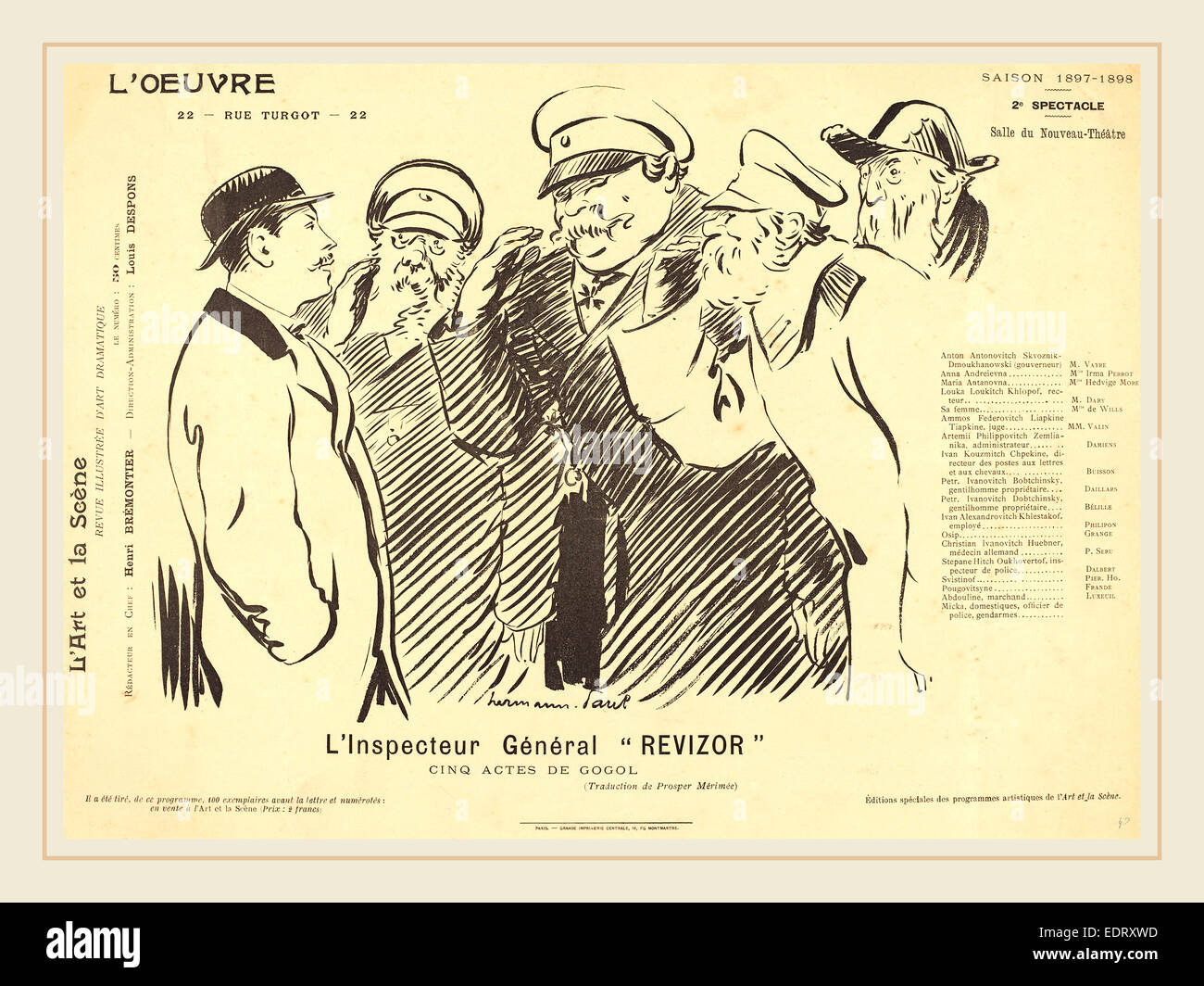 Hermann-Paul (Francese, 1864-1940), l'Inspecteur Général Revizor, 1898, photorelief su carta intessuta Foto Stock