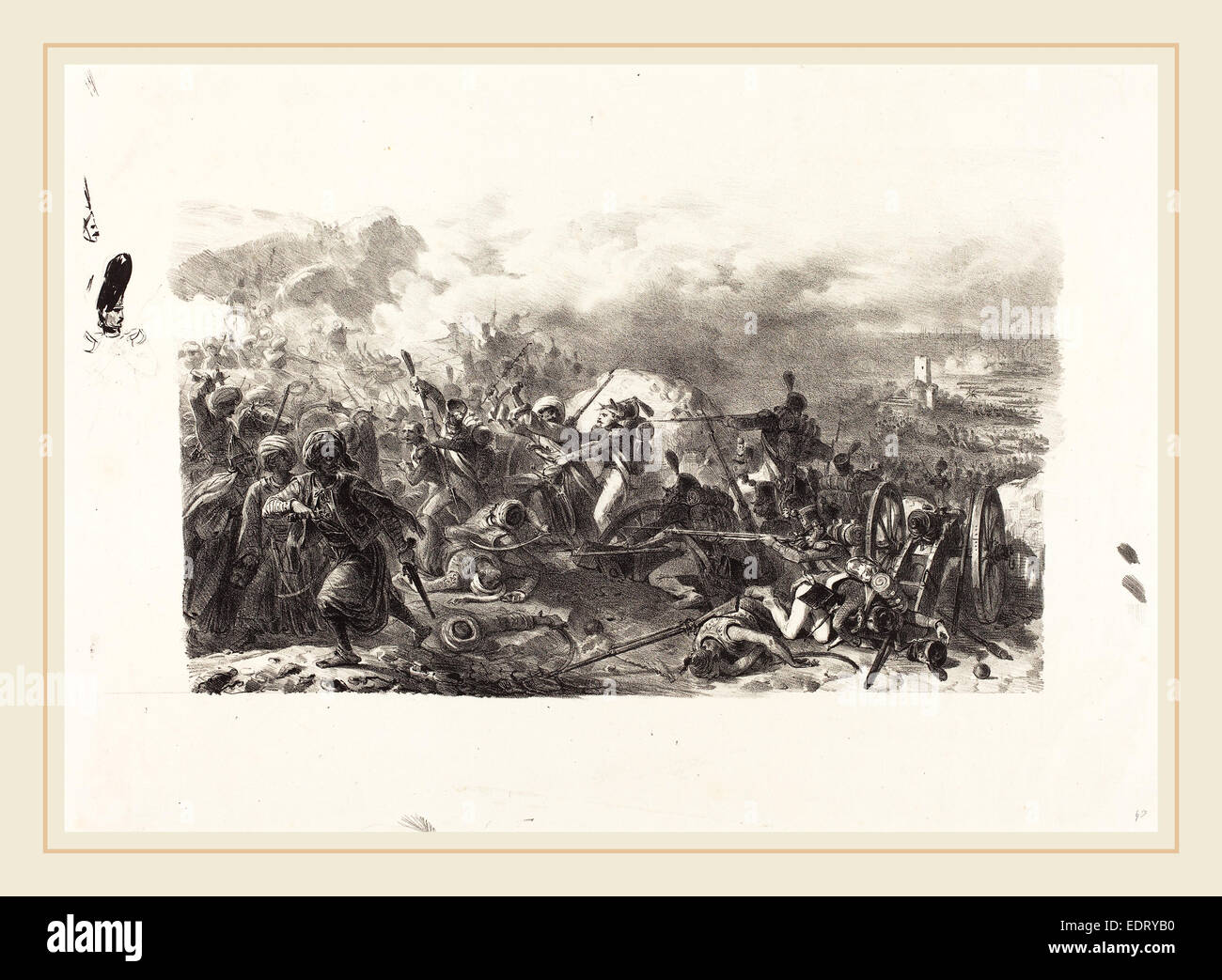 Auguste Raffet (Francese, 1804-1860), puntata dal conflitto algerino, 1831, litografia su carta intessuta Foto Stock