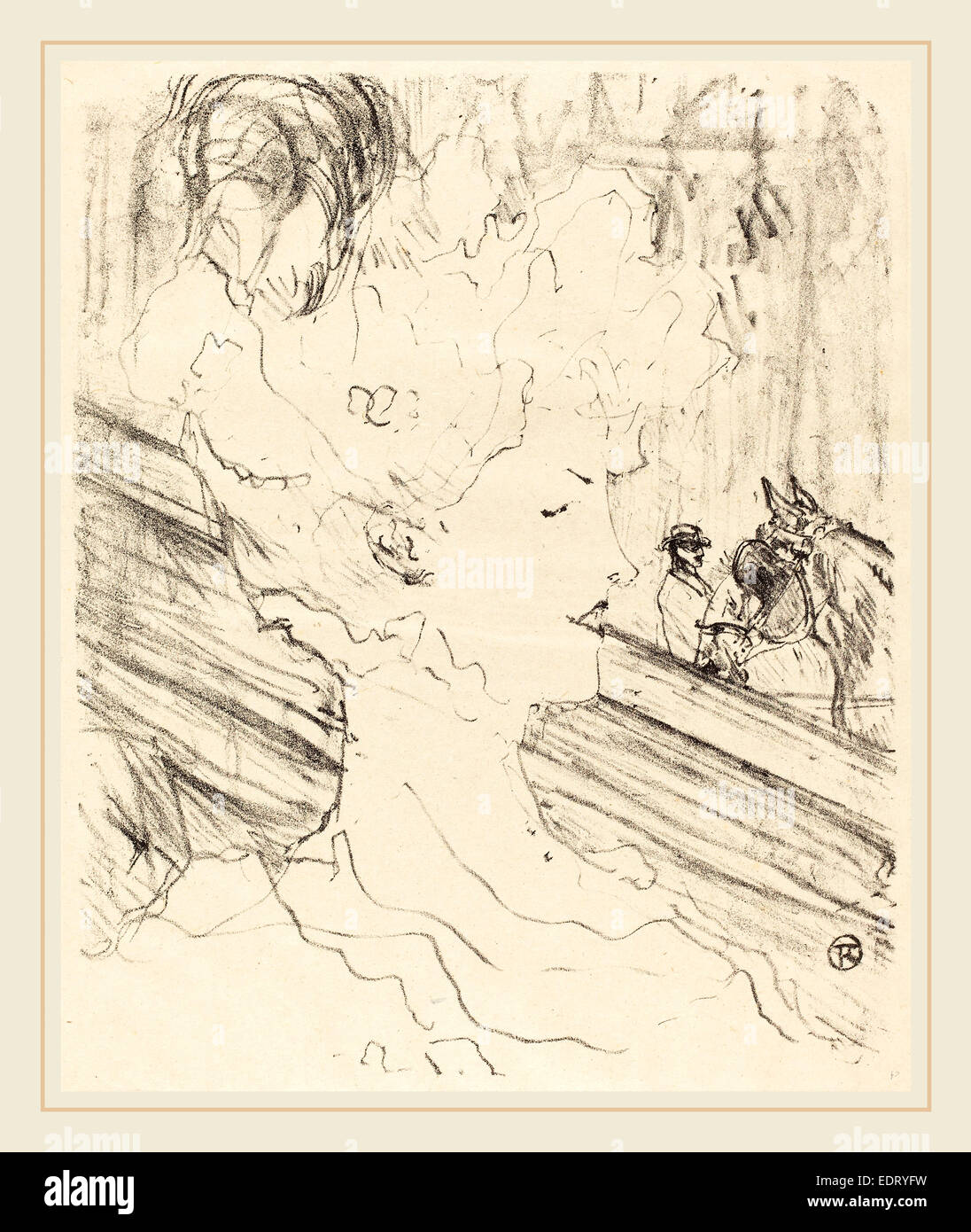 Henri de Toulouse-Lautrec (Francese, 1864-1901), Emilienne d'Alençon, 1896, litografia in bianco e nero Foto Stock