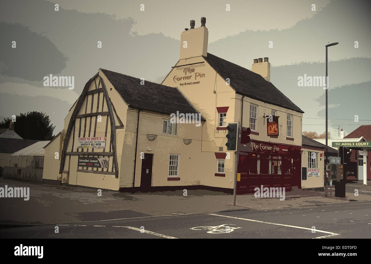 L'angolo Pin Public House, il gable end visibili qui offre un sollevato cruck telaio Foto Stock