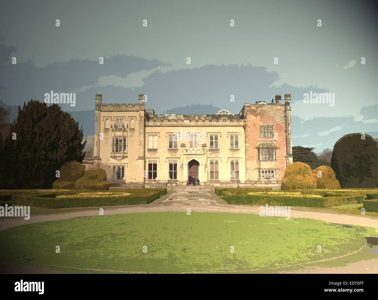 : Elvaston Castle, Revival gotico manor house che costituisce il fulcro dei 321 acri, UK, arte, arte la Gran Bretagna Foto Stock