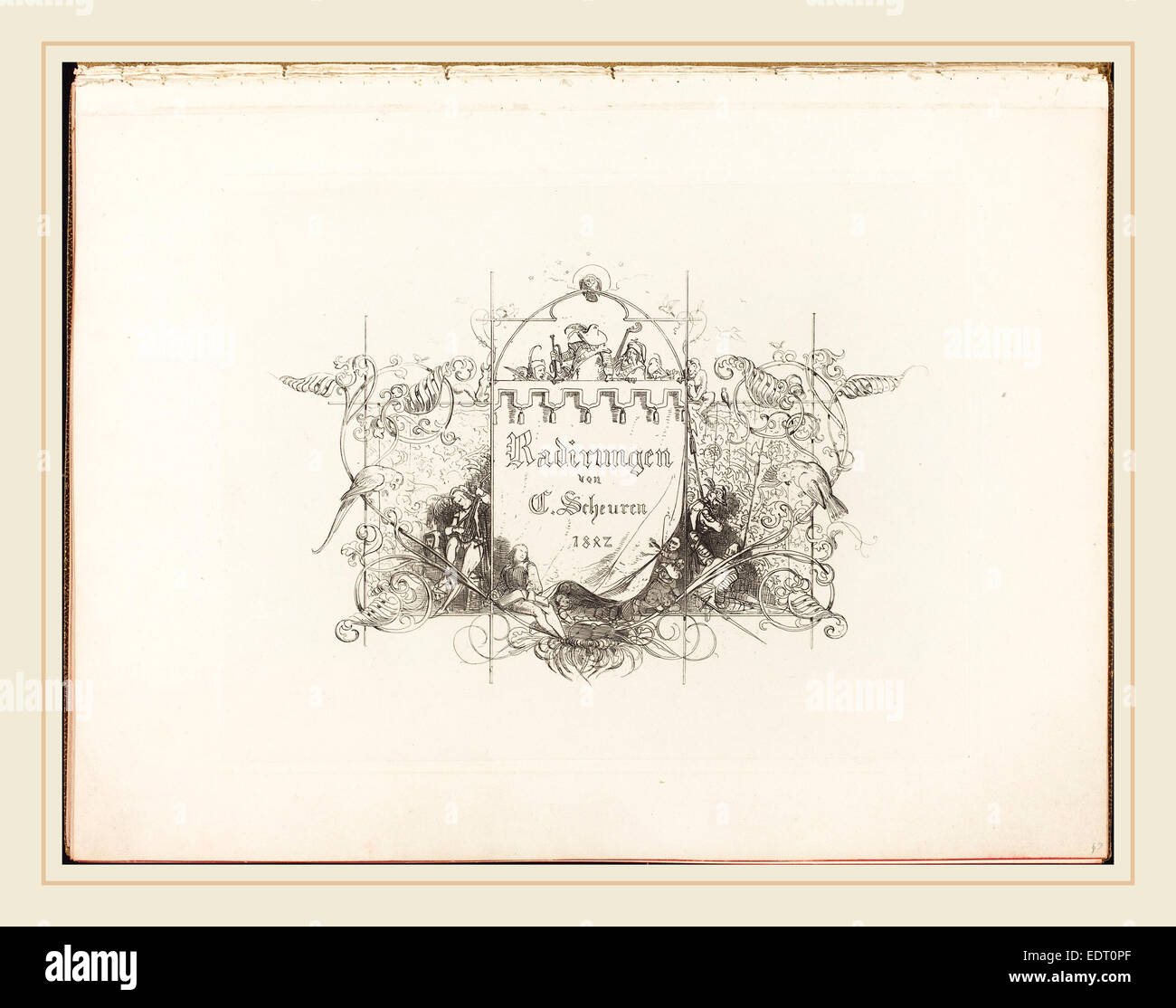 Caspar Johann Nepomuk Scheuren (Tedesco, 1810-1887), Radirungen, 1842-1846, set completo della pagina del titolo e 25 acqueforti Foto Stock