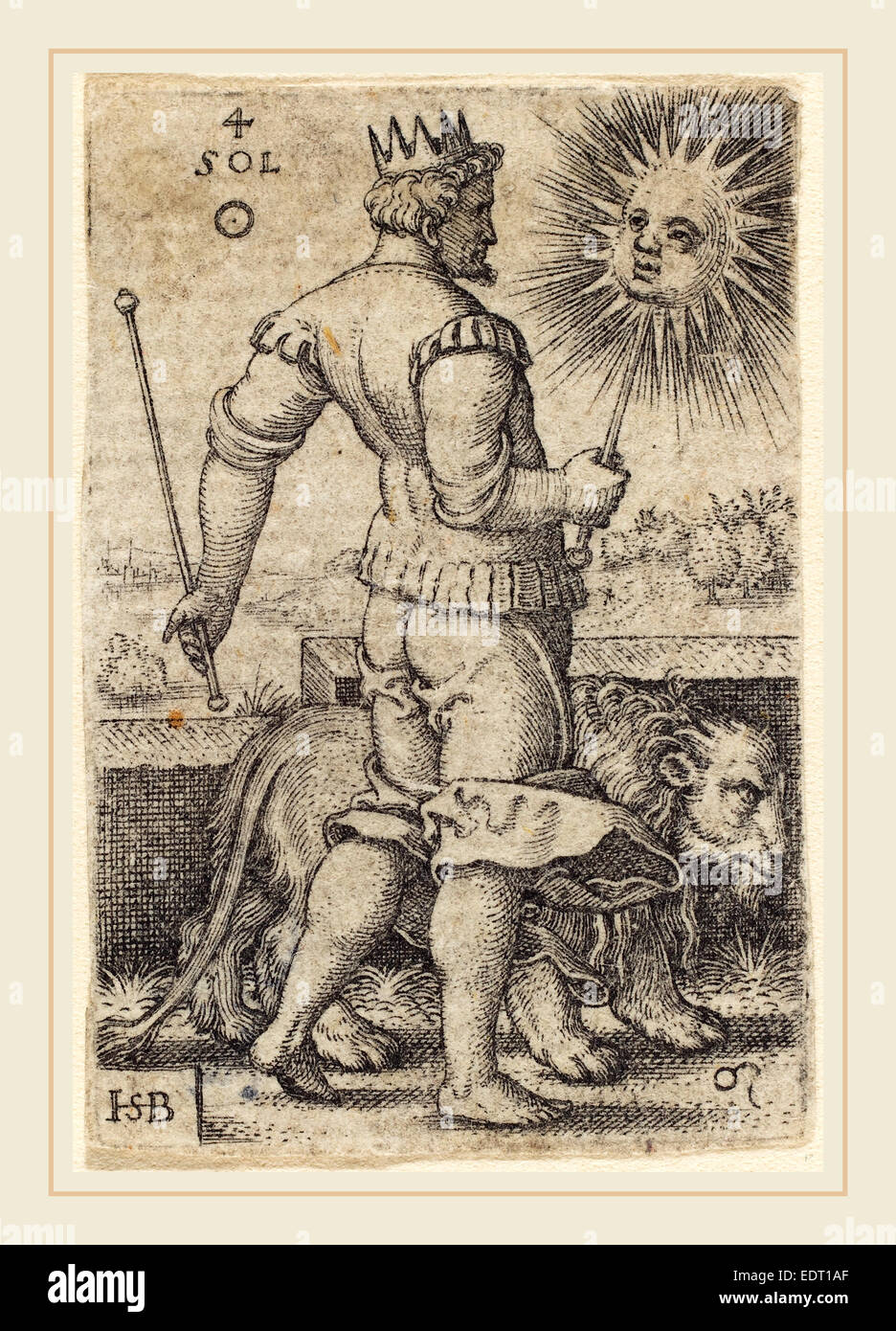 Sebald Beham (Tedesco, 1500-1550), Sol, incisione Foto Stock