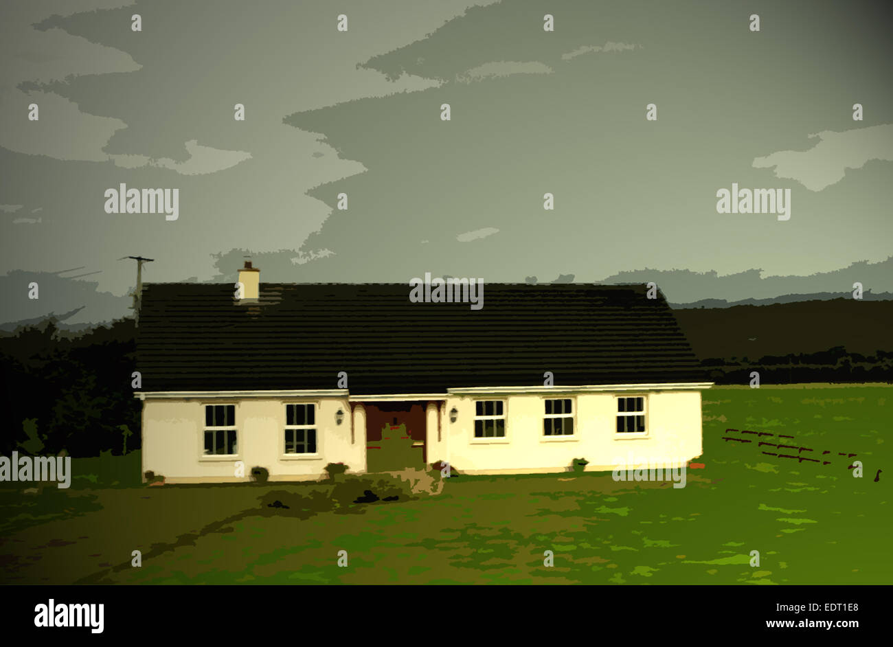 Casa sulla strada Castlemaine, Milltown, vicino a Baile un Mhuilinn, Glen Ellen, Ardcanaght, Brackhill e Caislean na Mainge Foto Stock