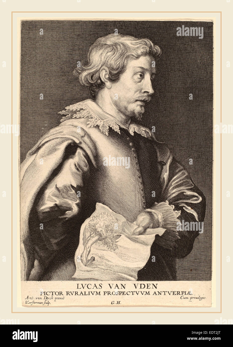Emil Lucas Vorsterman dopo Sir Anthony van Dyck (fiammingo, 1595-1675), Lucas Van Uden, probabilmente 1626-1641, incisione Foto Stock