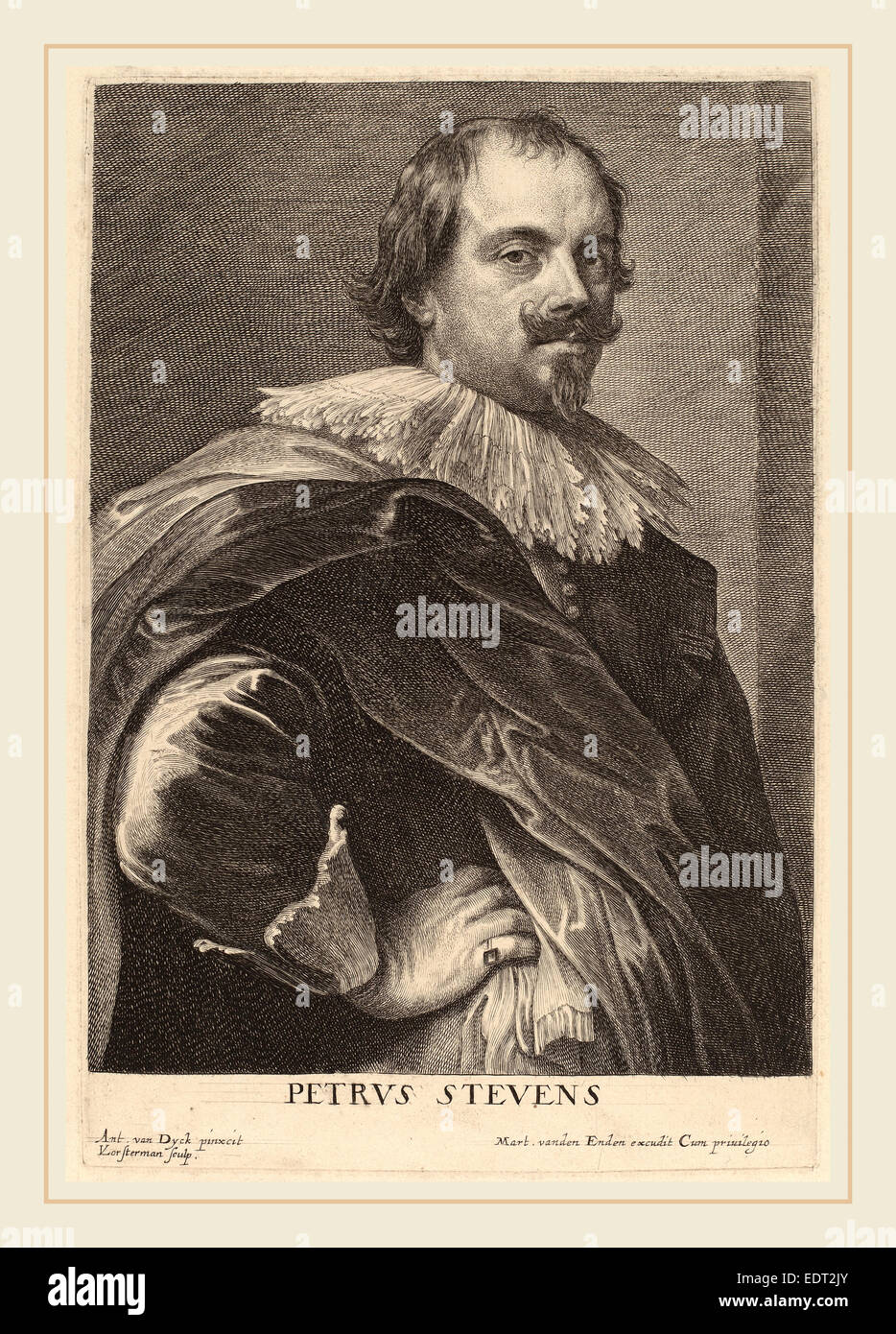 Emil Lucas Vorsterman dopo Sir Anthony van Dyck (fiammingo, 1595-1675), Petrus Stevens, probabilmente 1626-1641, di attacco e di incisione Foto Stock