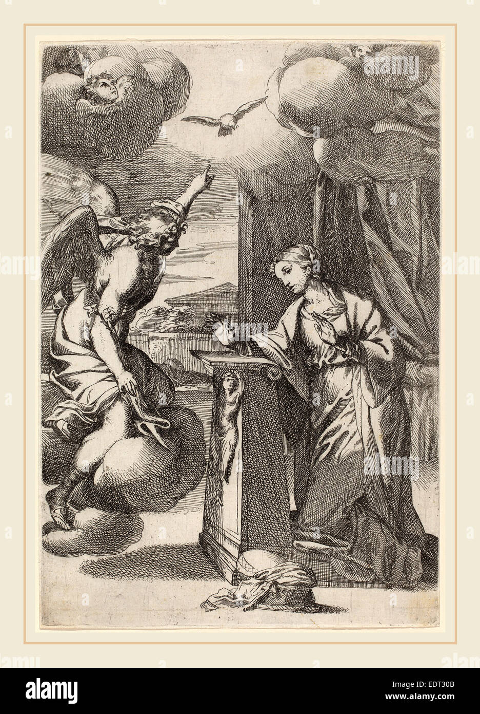 Carlo Maratta (Italiano, 1625-1713), l'Annunciazione, attacco Foto Stock