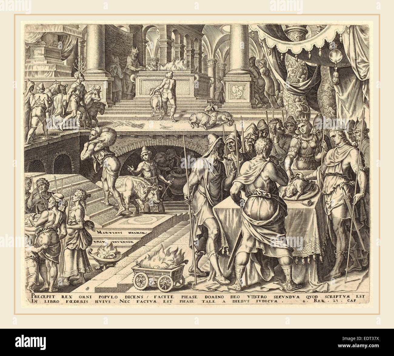 Philip Galle, storia di Giosia, fiammingo, 1537-1612, 1569, incisione Foto Stock