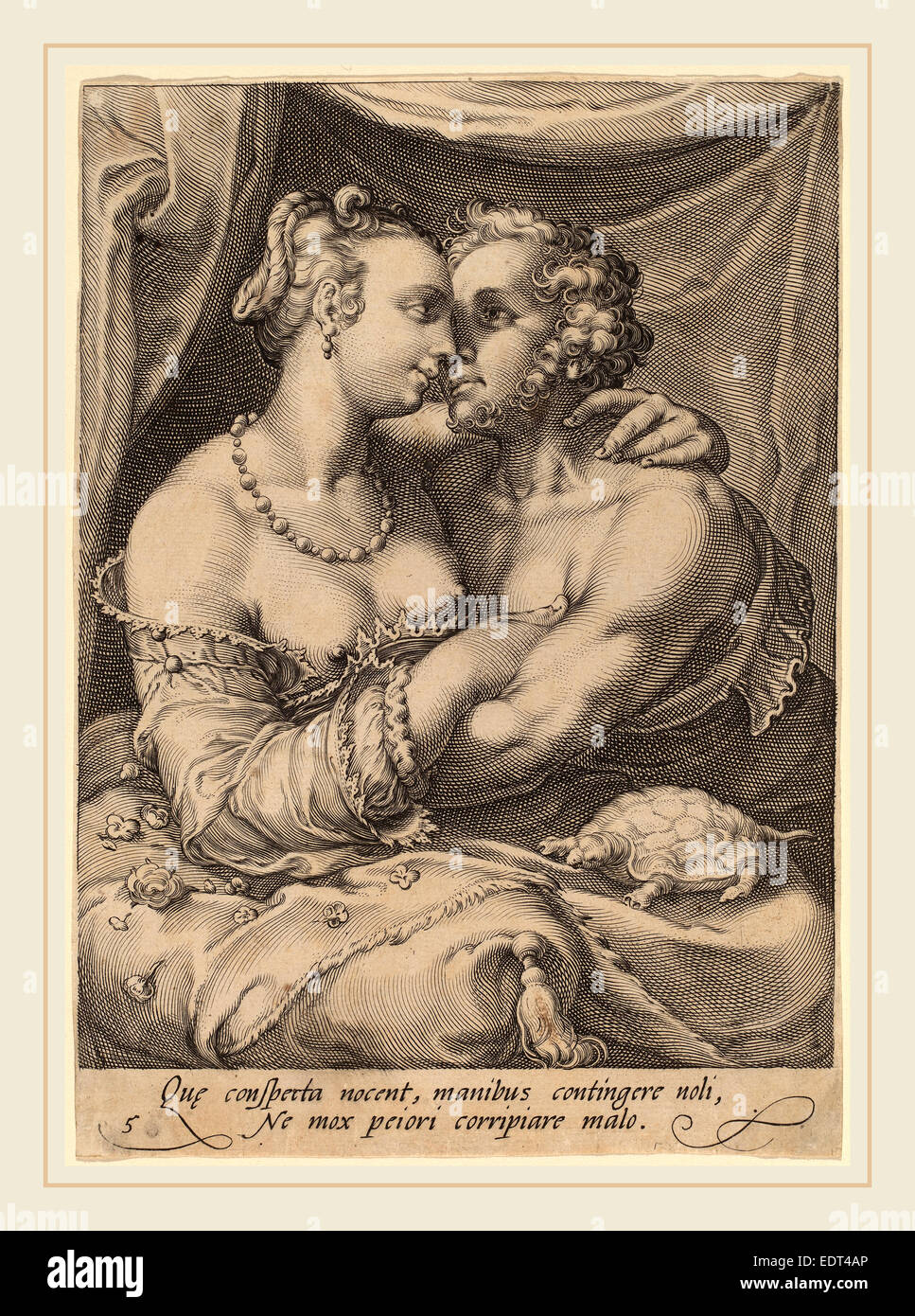 Jan Pietersz Saenredam dopo Hendrik Goltzius (Olandese, 1565-1607), toccare, incisione Foto Stock