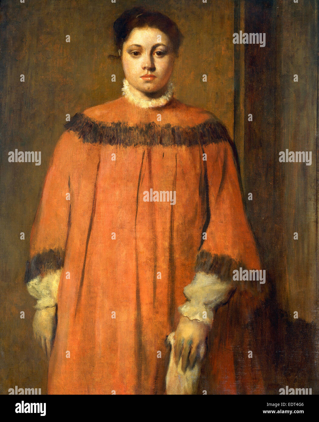 Edgar Degas, ragazza in rosso, francese, 1834 - 1917, c. 1866, olio su tela Foto Stock
