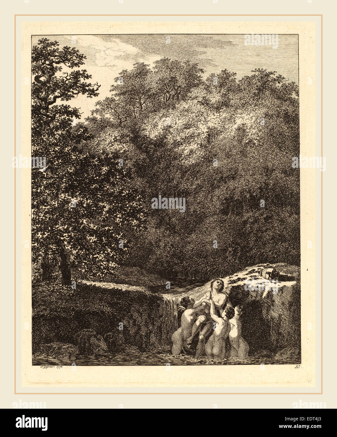 Salomon Gessner, Hylas e le Ninfe, Swiss, 1730-1788, 1771, di attacco su cui la carta Foto Stock