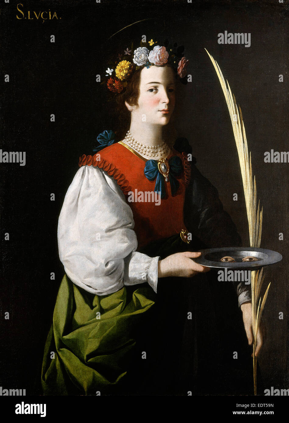 Francisco de Zurbarán, Saint Lucia, Spagnolo, 1598-1664, c. 1625-1630, olio su tela Foto Stock