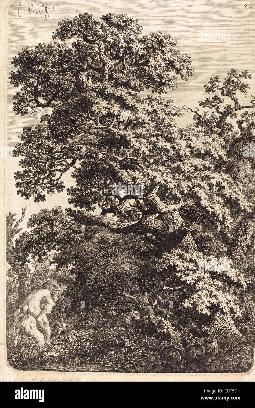 Carl Wilhelm Kolbe (tedesco, 1759 - 1835), il satiro e la ninfa in una palude, 1790s, di attacco su cui la carta Foto Stock