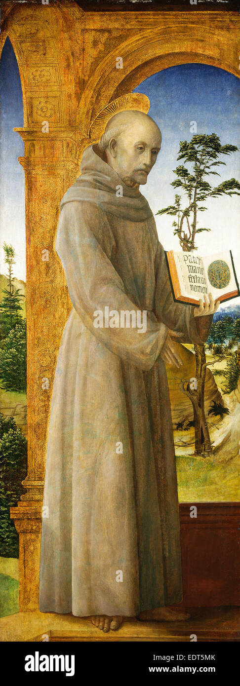 Vincenzo Foppa, San Bernardino da Siena, Italiano, c. 1430-1515-1516, c. 1495-1500, olio (?) sul pannello Foto Stock