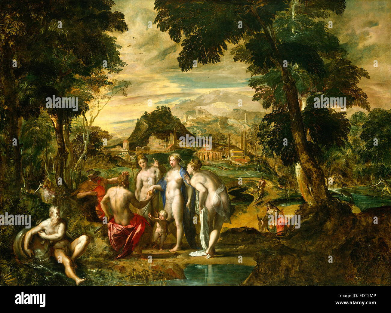 Giovanni Sons, la sentenza di Parigi, fiammingo, 1553-1611 o 1614, fine del XVI secolo, olio su tela Foto Stock