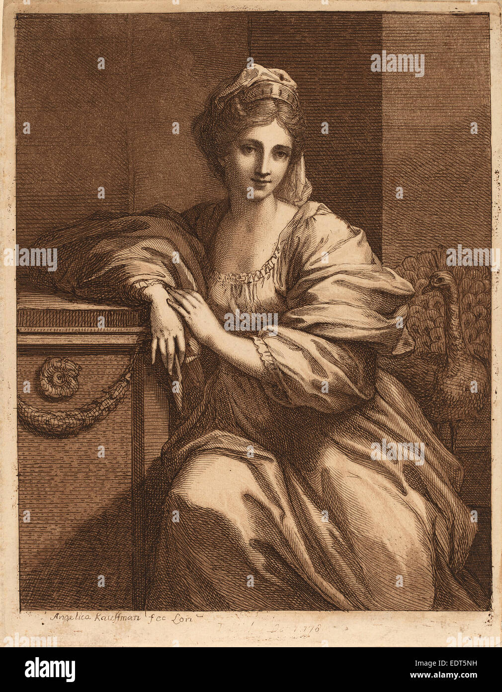 Angelica Kauffmann, Juno, Svizzera, 1741 - 1807, 1780 pubblicato ad acquaforte e acquatinta in marrone su cui la carta Foto Stock