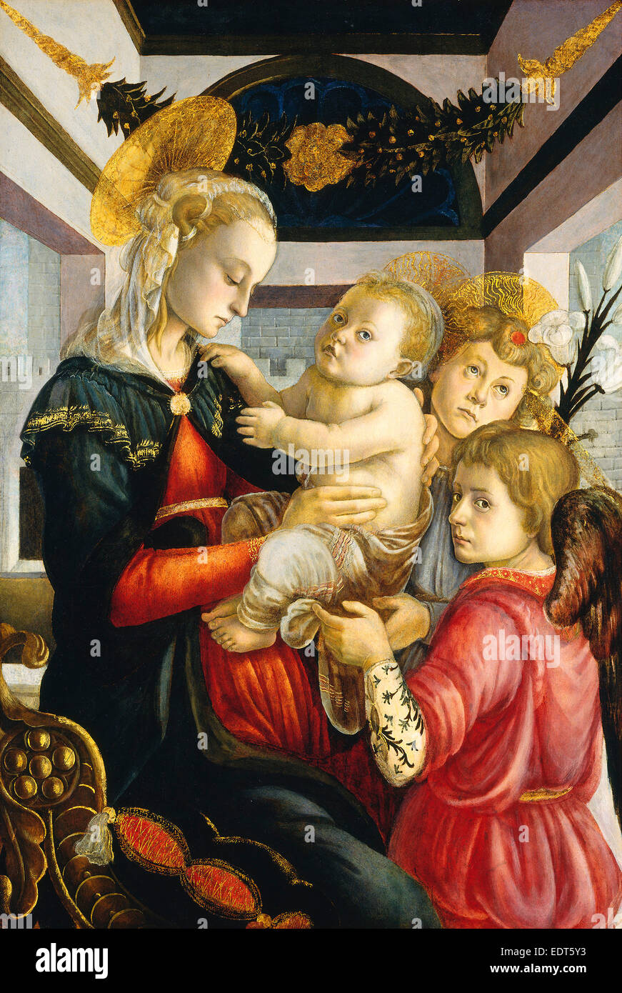 Attribuito a Sandro Botticelli, Madonna con Bambino e angeli, Italiano, 1446-1510, 1465-1470, olio e tempera su pannello Foto Stock