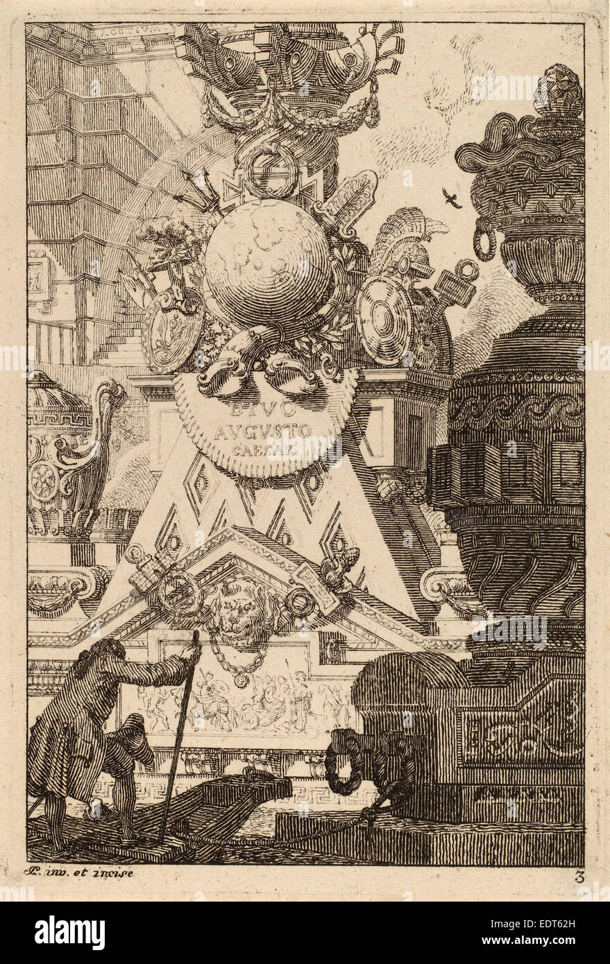 Carl Schütz (austriaco, 1745 - 1800), la fantasia di un antico trofeo di Augusto, 1770-1780, di attacco su cui la carta Foto Stock