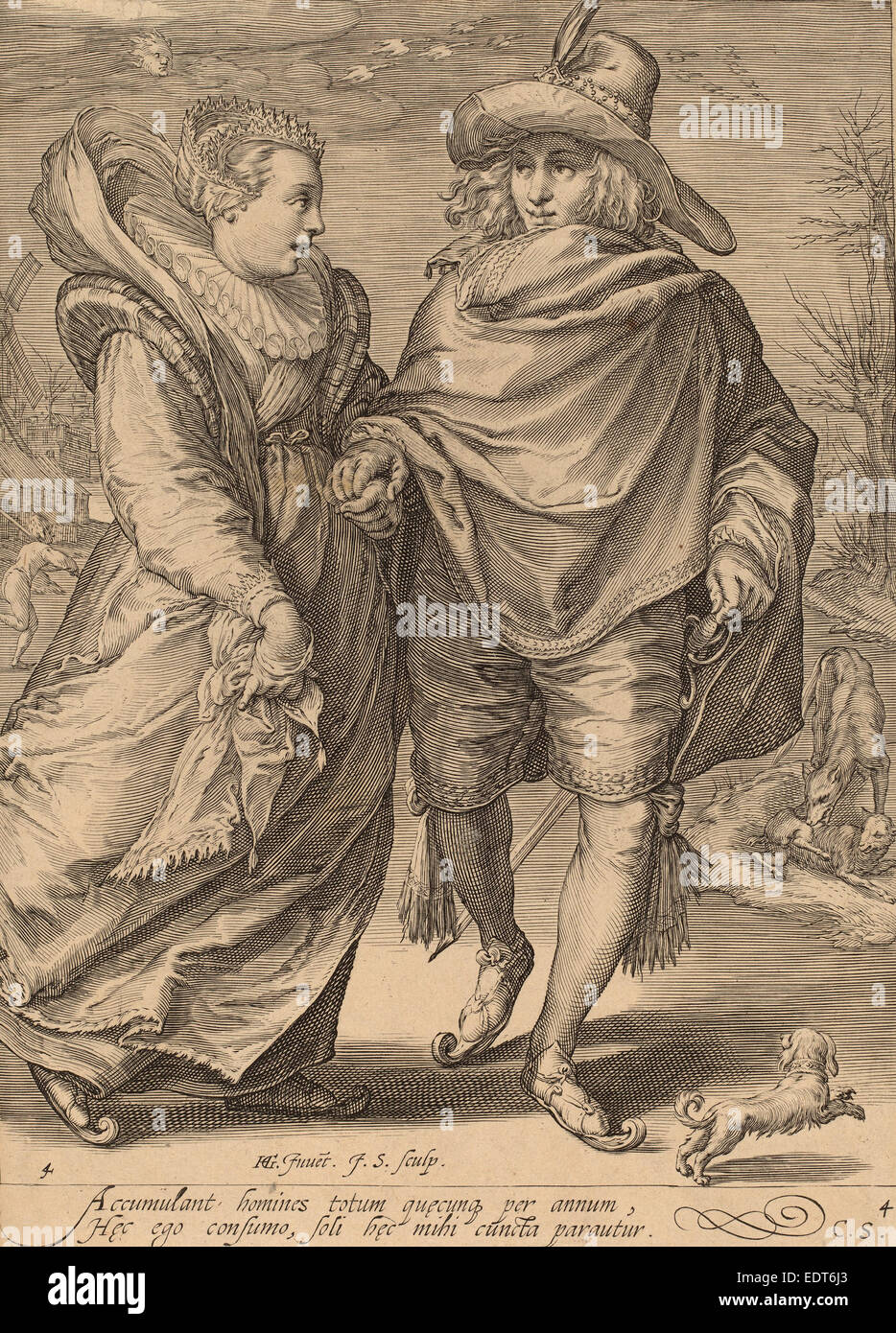 Jan Pietersz Saenredam dopo Hendrik Goltzius (Olandese, 1565 - 1607), inverno, 1601, incisione Foto Stock