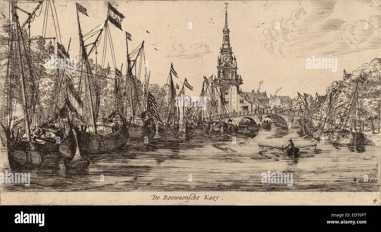 Reinier Zeeman (Olandese, 1624 - 1664), Roowaensche Quay (De Roowaensche Kaey), di attacco Foto Stock