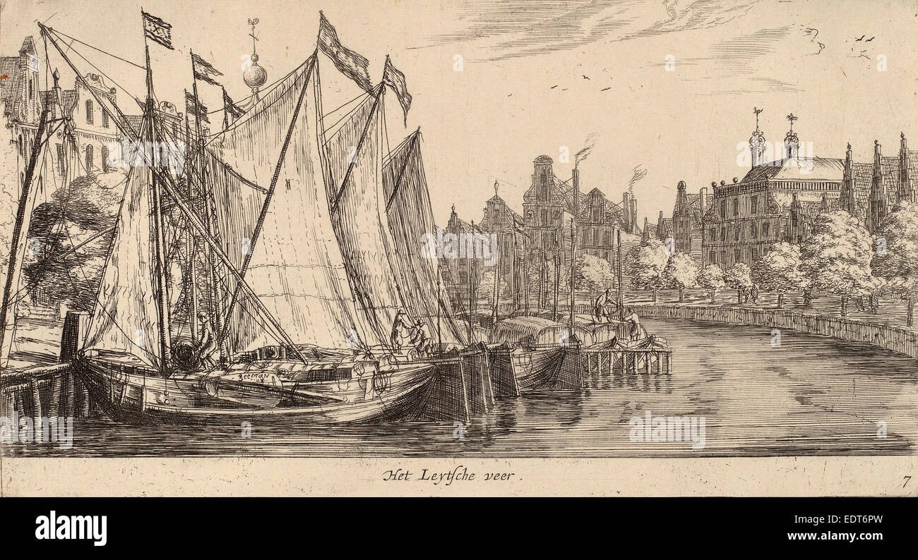 Reinier Zeeman (Olandese, 1624 - 1664), il traghetto a Leiden (Het Leytsche vira), di attacco Foto Stock