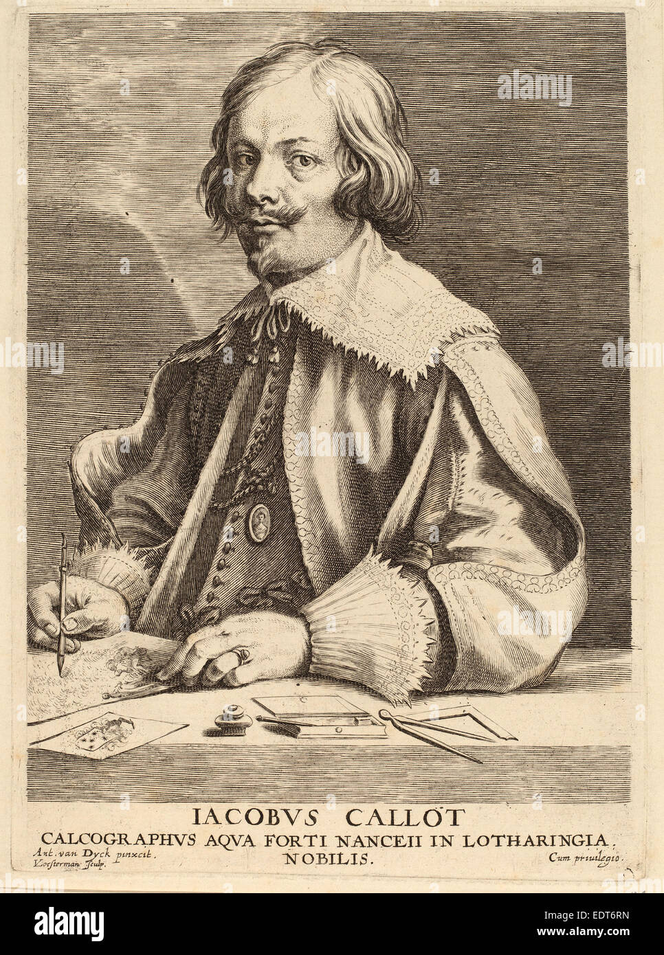 Emil Lucas Vorsterman dopo Sir Anthony van Dyck (fiammingo, 1595 - 1675), Jacques Callot, incisione Foto Stock