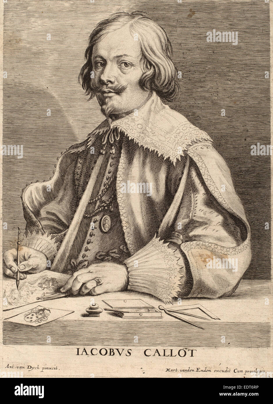 Emil Lucas Vorsterman dopo Sir Anthony van Dyck (fiammingo, 1595 - 1675), Jacques Callot, incisione Foto Stock