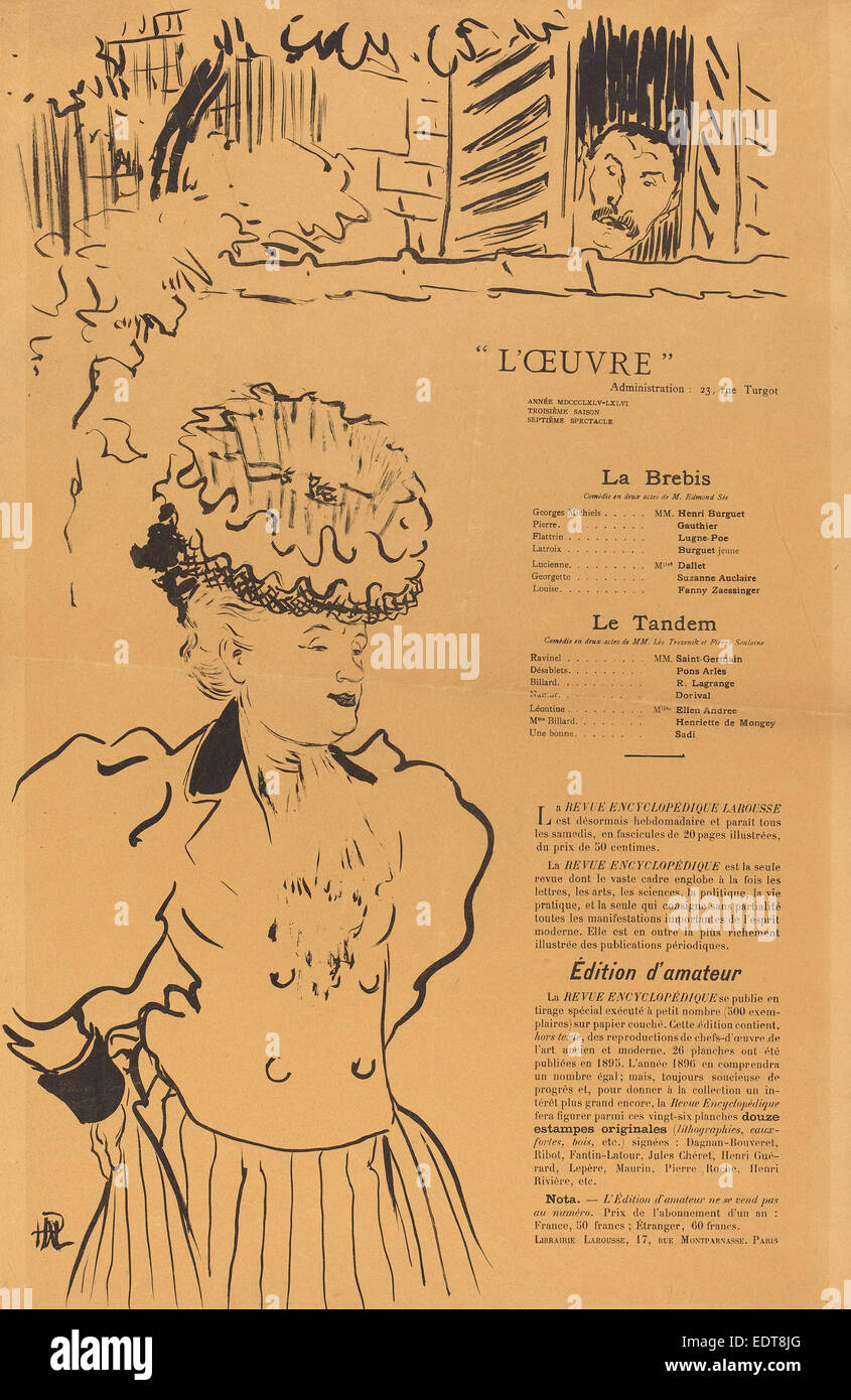 Hermann-Paul (francese, 1864 - 1940), La Brebis; Le Tandem, 1896, litografia in bianco e nero in marrone chiaro carta intessuta Foto Stock