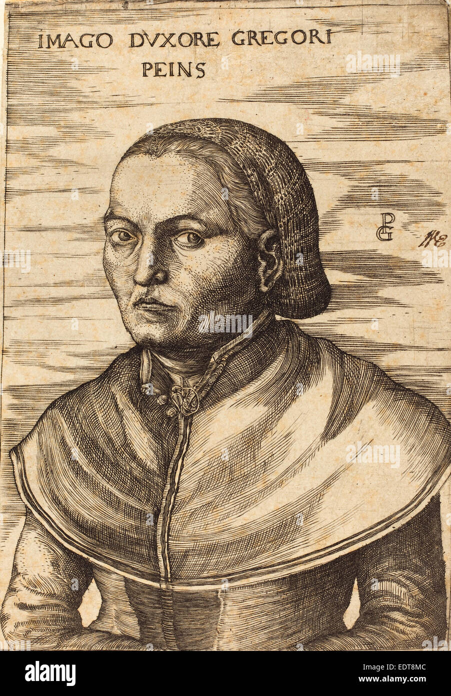 Dopo Georg Pencz (tedesco, c. 1500 - 1550), moglie di Georg Pencz, incisione Foto Stock