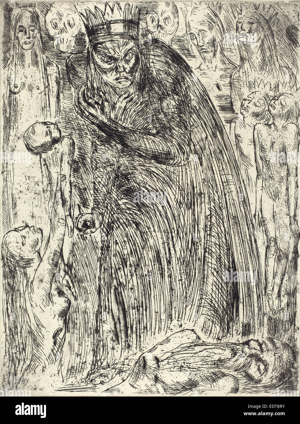 Wilhelm Lehmbruck, Macbeth V (la visione di Lady Macbeth), tedesco, 1881 - 1919, 1918, di attacco e puntasecca Foto Stock