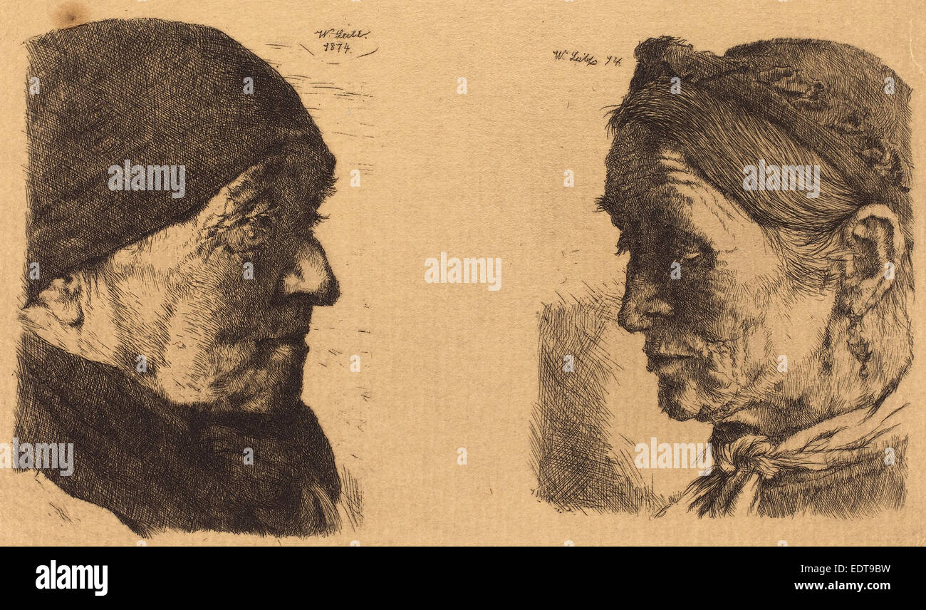 Wilhelm Leibl (tedesco, 1844 - 1900), il vecchio uomo e donna vecchia, 1874-1880, electrotype su cui la carta Foto Stock