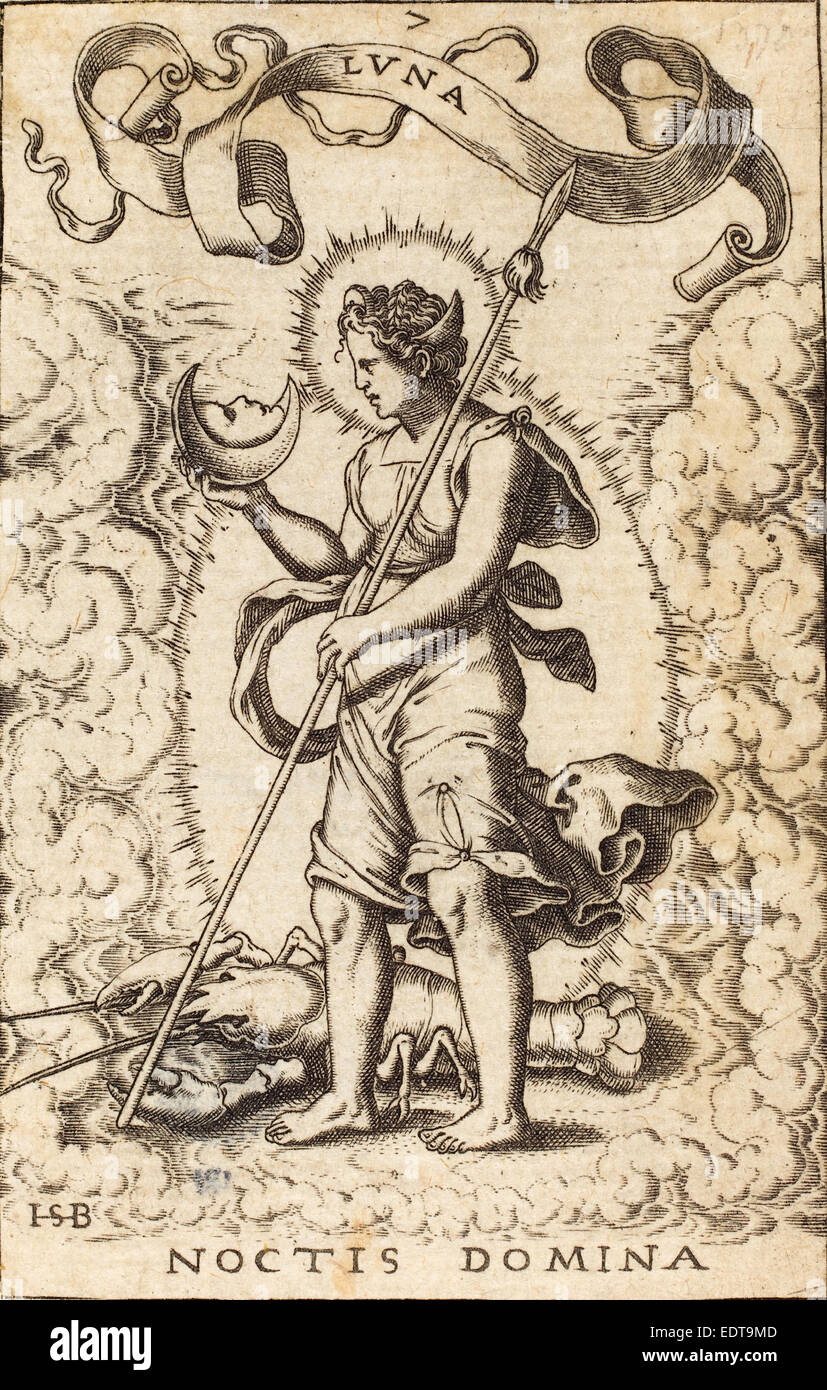 Sebald Beham (tedesco, 1500 - 1550), Luna, incisione Foto Stock